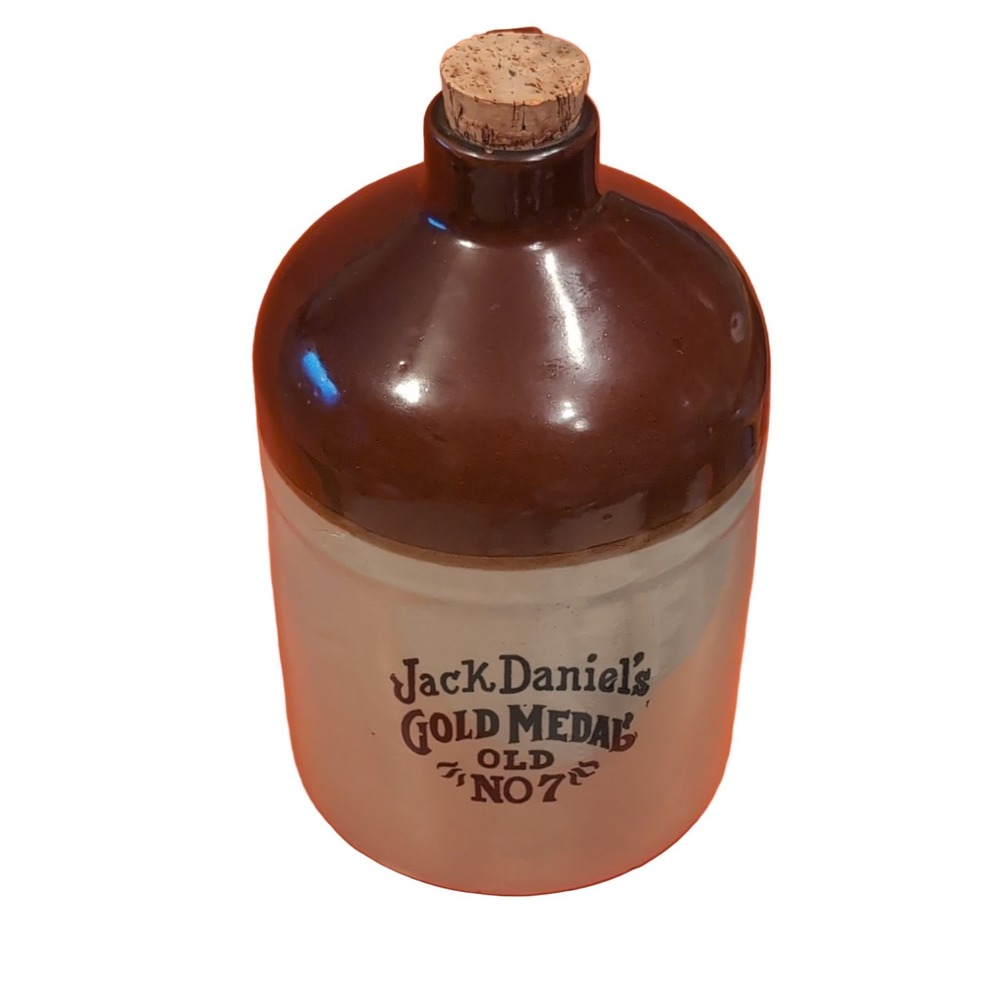 Jack Daniel's Gold Medal Old No. 7 Jug 1970s 14.5" Ceramic w/ Cork Stopper